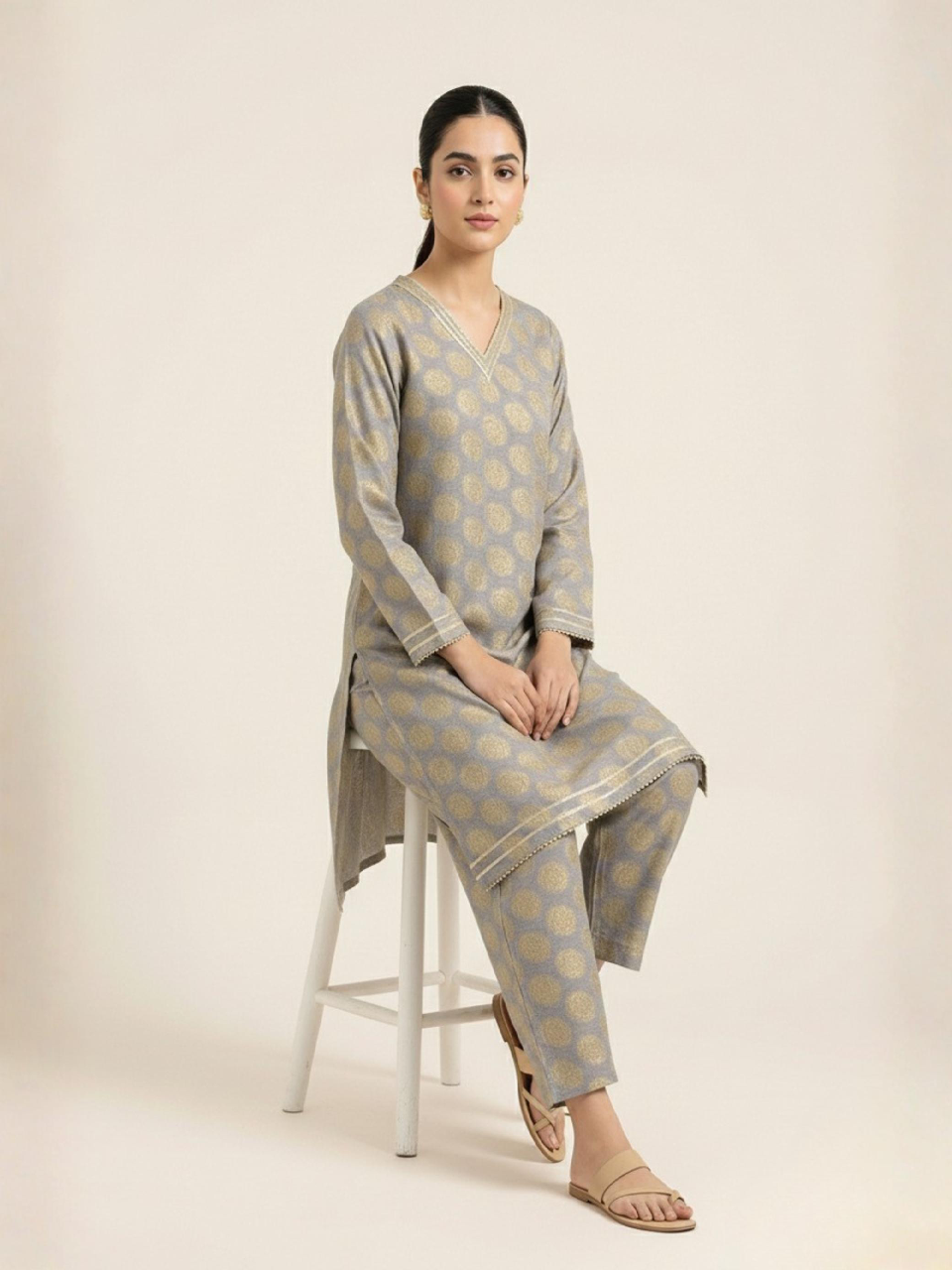 2-PC Winter Cotton Jacquard  Co-Ord Set ⭐