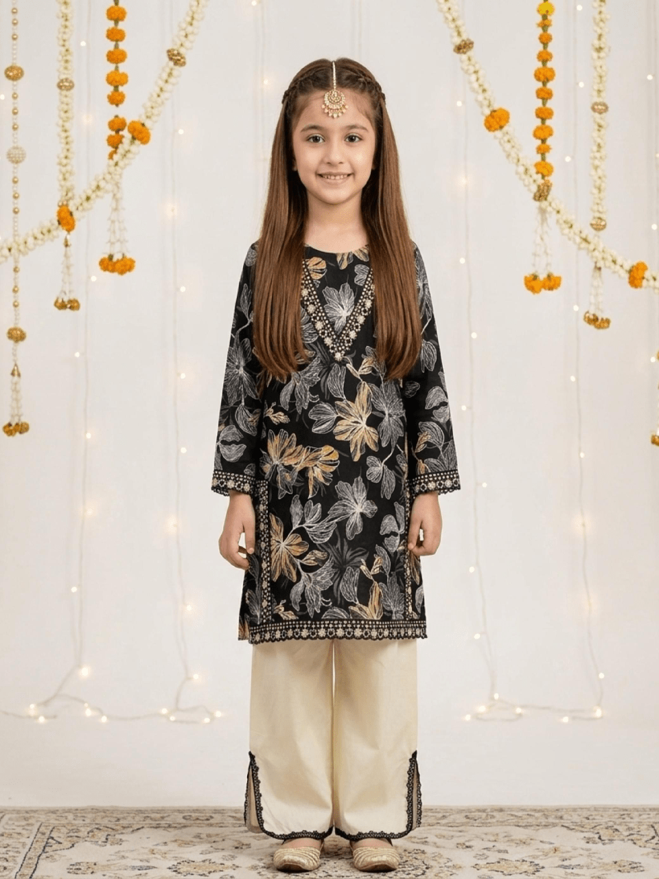 2PC Embroidered  Kids Eid Collection Soft Lawn Girls Suit