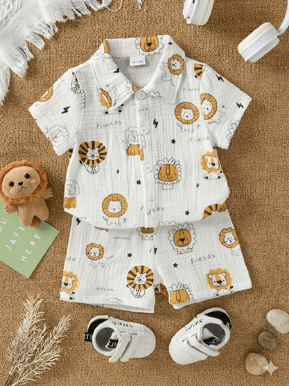 Abiha Styra – Kids Lion printed Shirt & Short  Summer Set