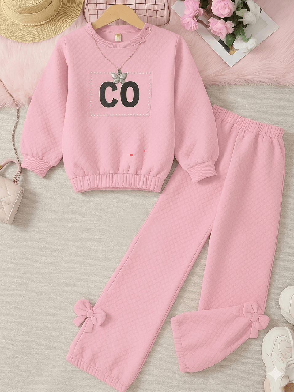 Abiha Styra – Kid  CO Pink printed Shirt & Trouser Co-ord Set