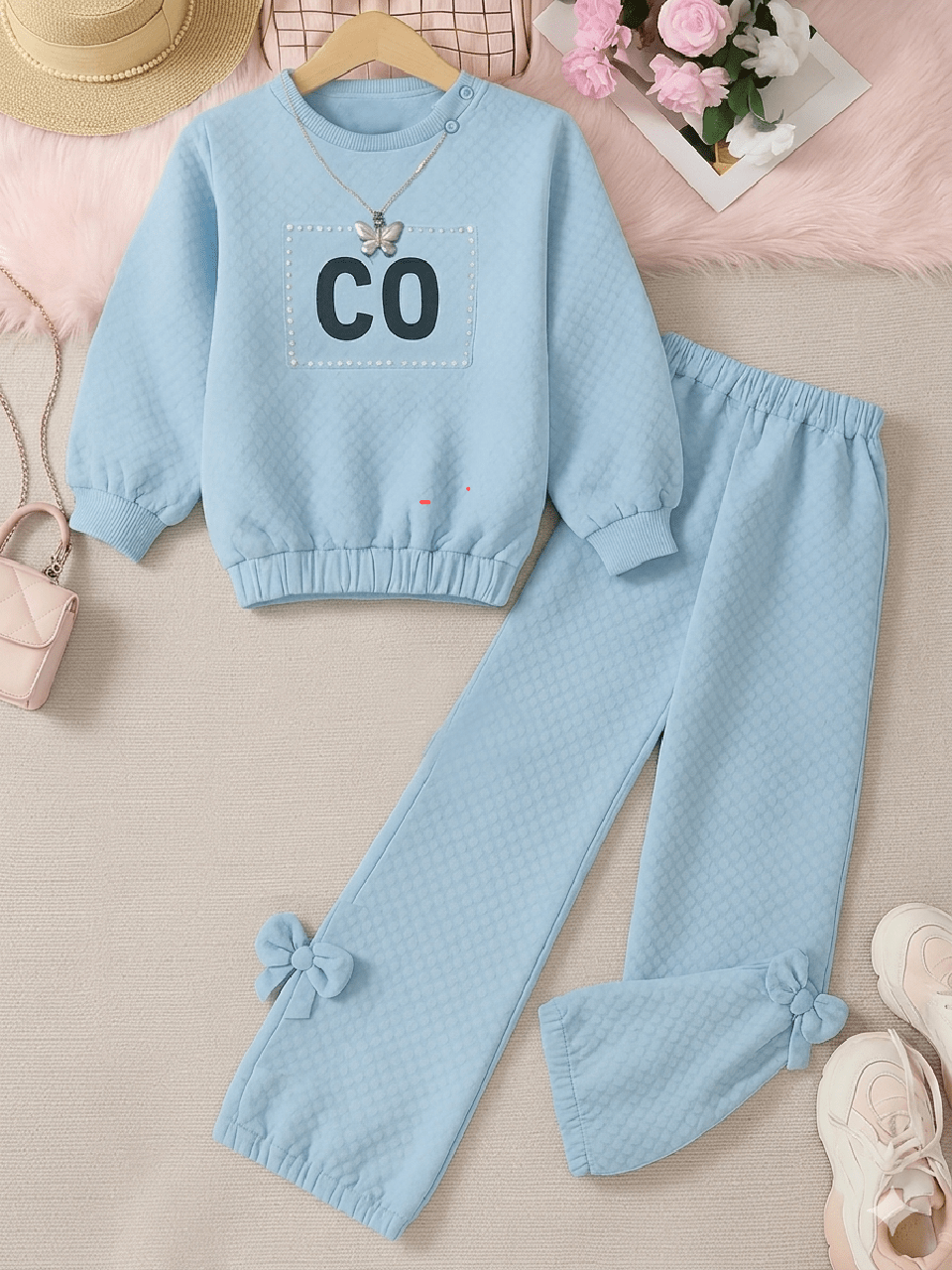 Abiha Styra – Kid  CO Blue printed Shirt & Trouser Co-ord Set