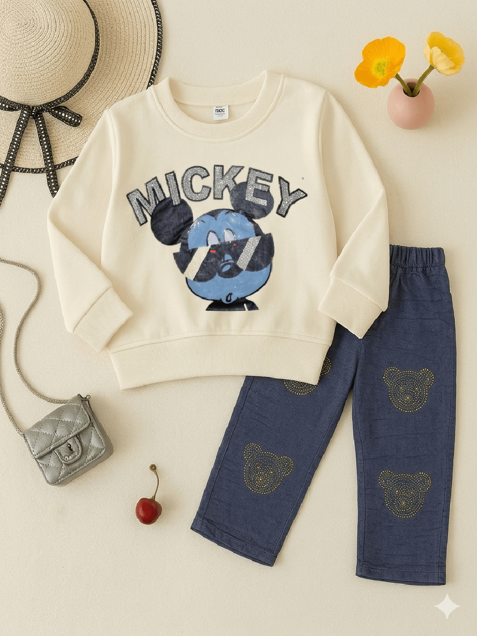Abiha Styra Mickey Mouse Cool Vibes Sweat shirt & Trouser Set