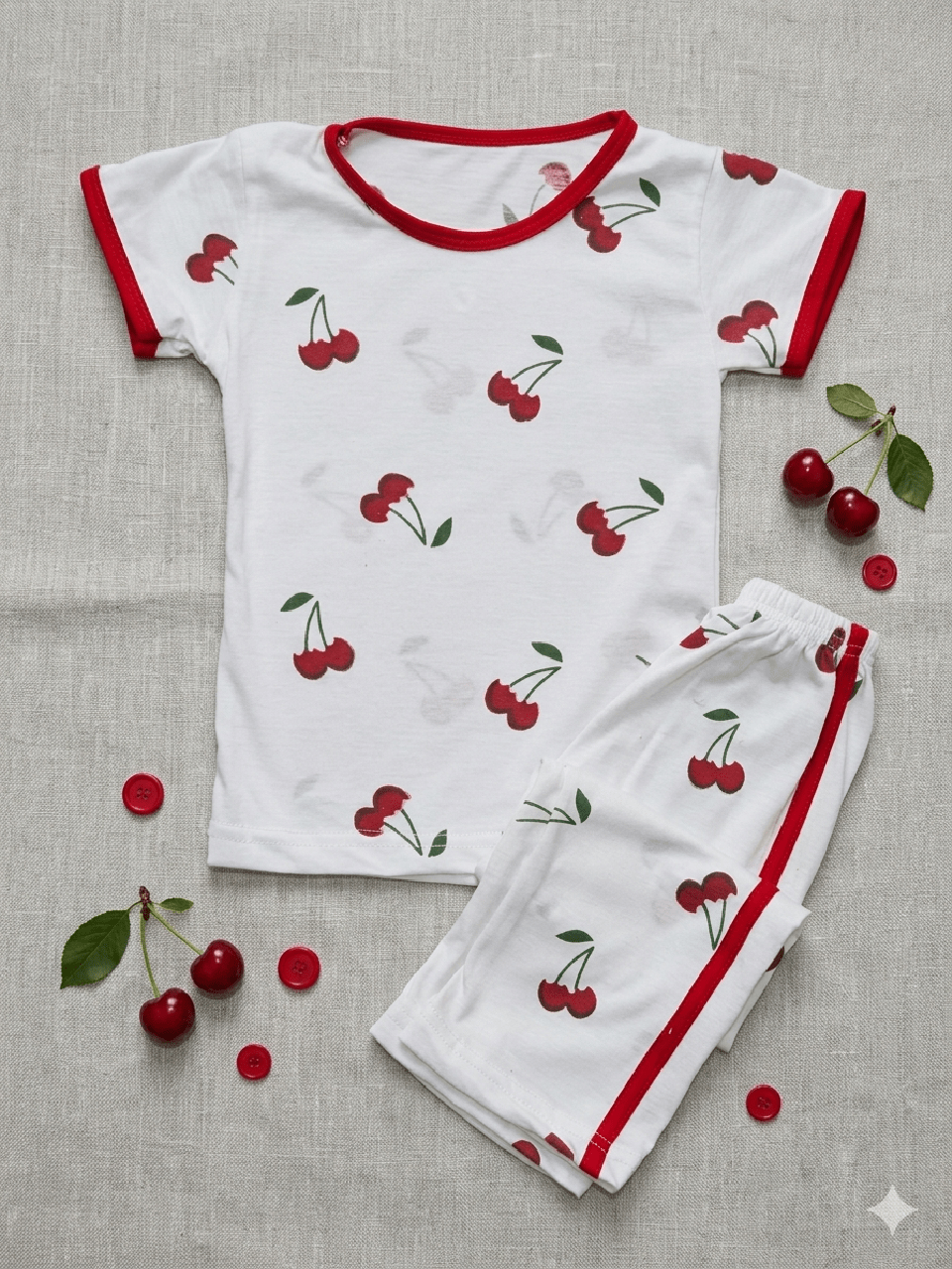 Abiha Styra Cherry Print Two-Piece Kids Set