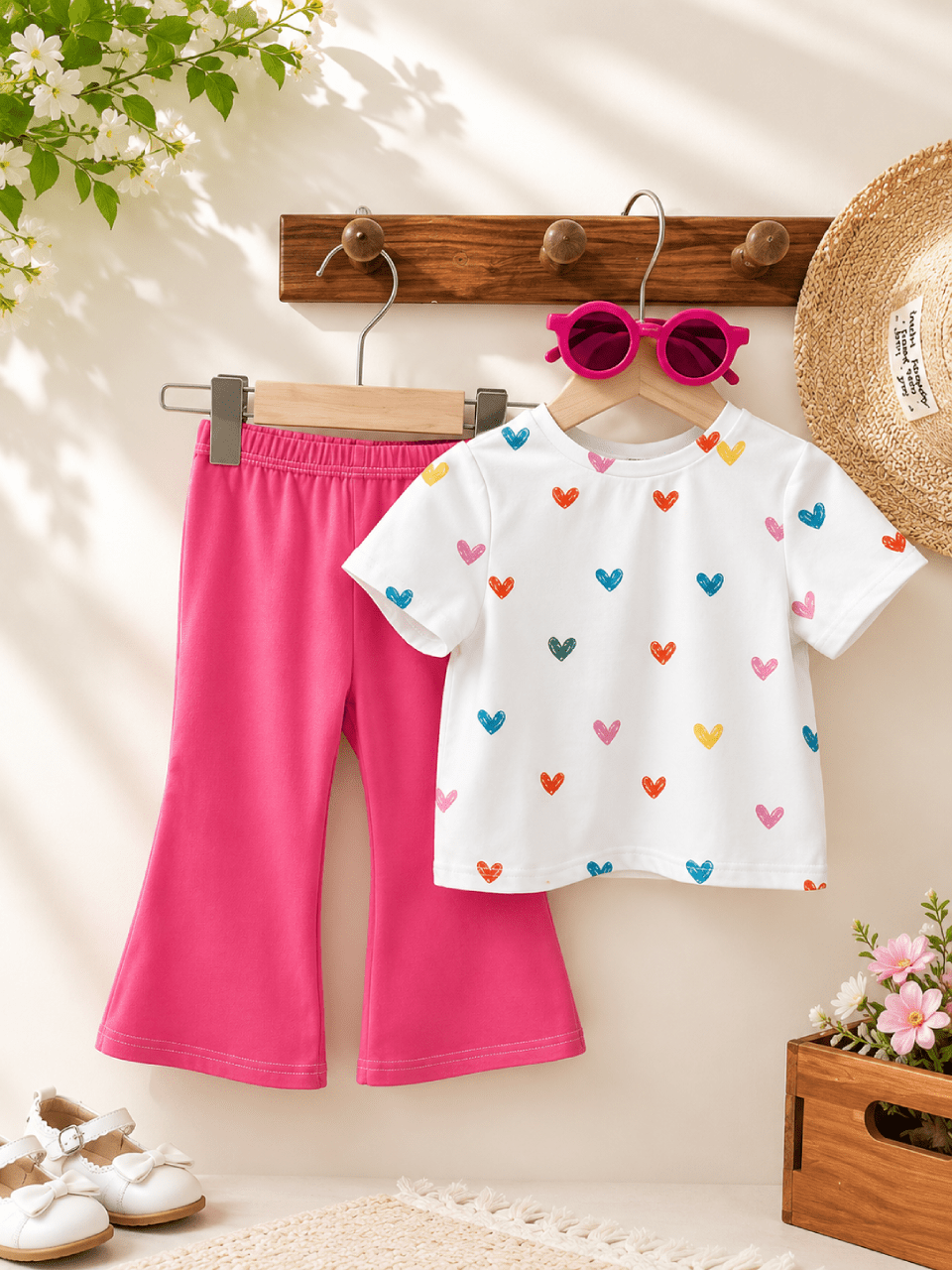 Abiha Styra Colorful Hearted Print Luxury Two piece Set
