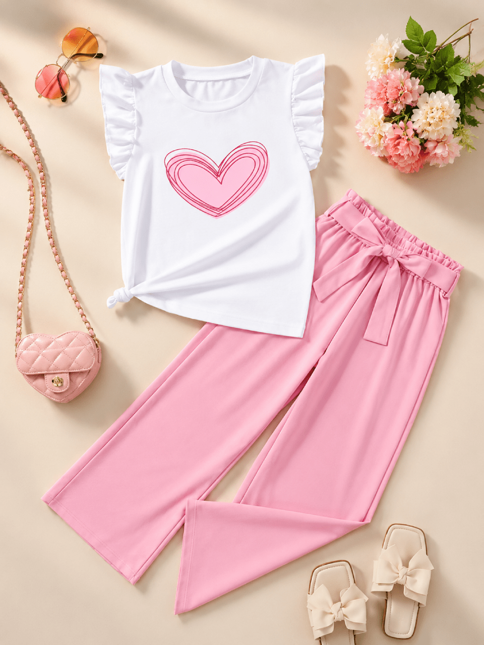Abiha Styra Pink Heart Love Luxury 2-Piece Co-Ord Set