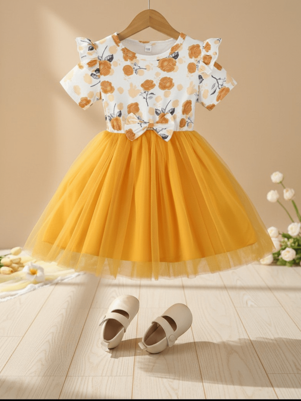 Abiha Styra Girls Yellow Tulle Princess Party Dress