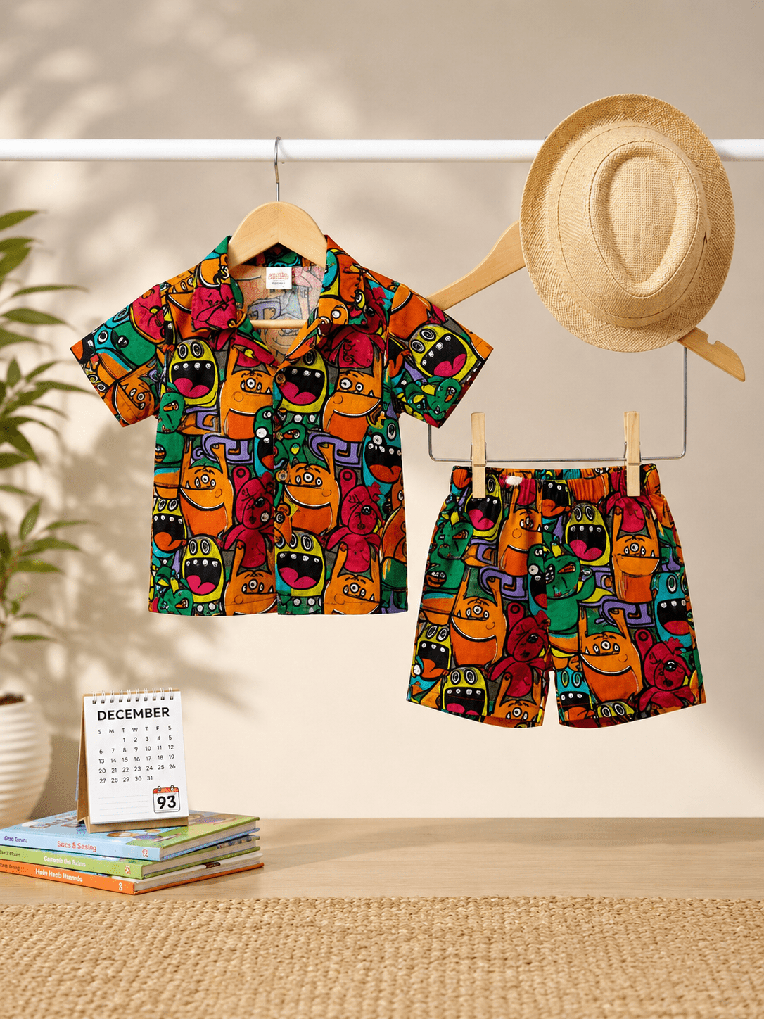 Abiha Styra Smart Casual Boys Cartoon Print Co-Ord Set