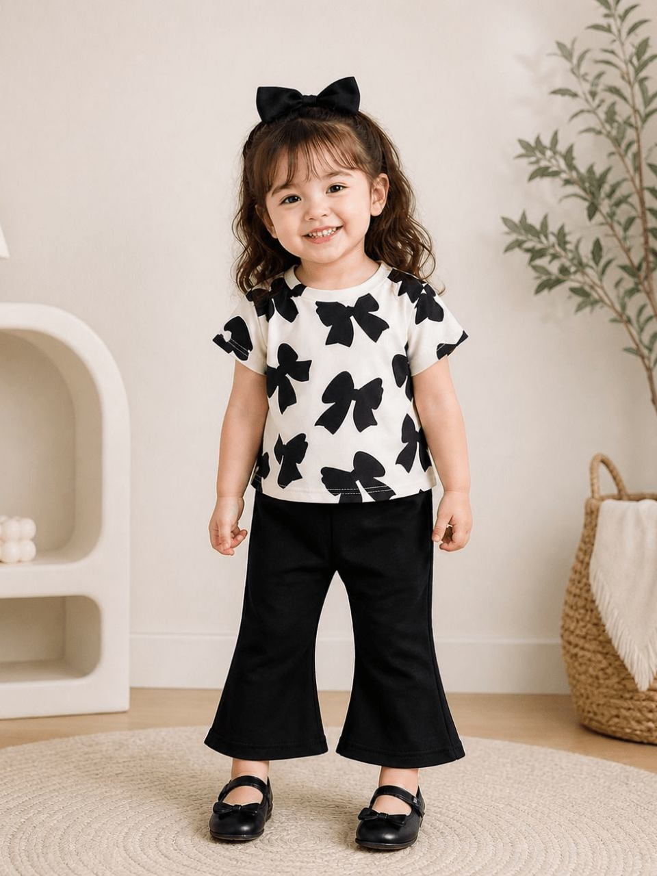 Girls Bow Print Co-Ord Set | Premium Summer Outfit 1–10 Years