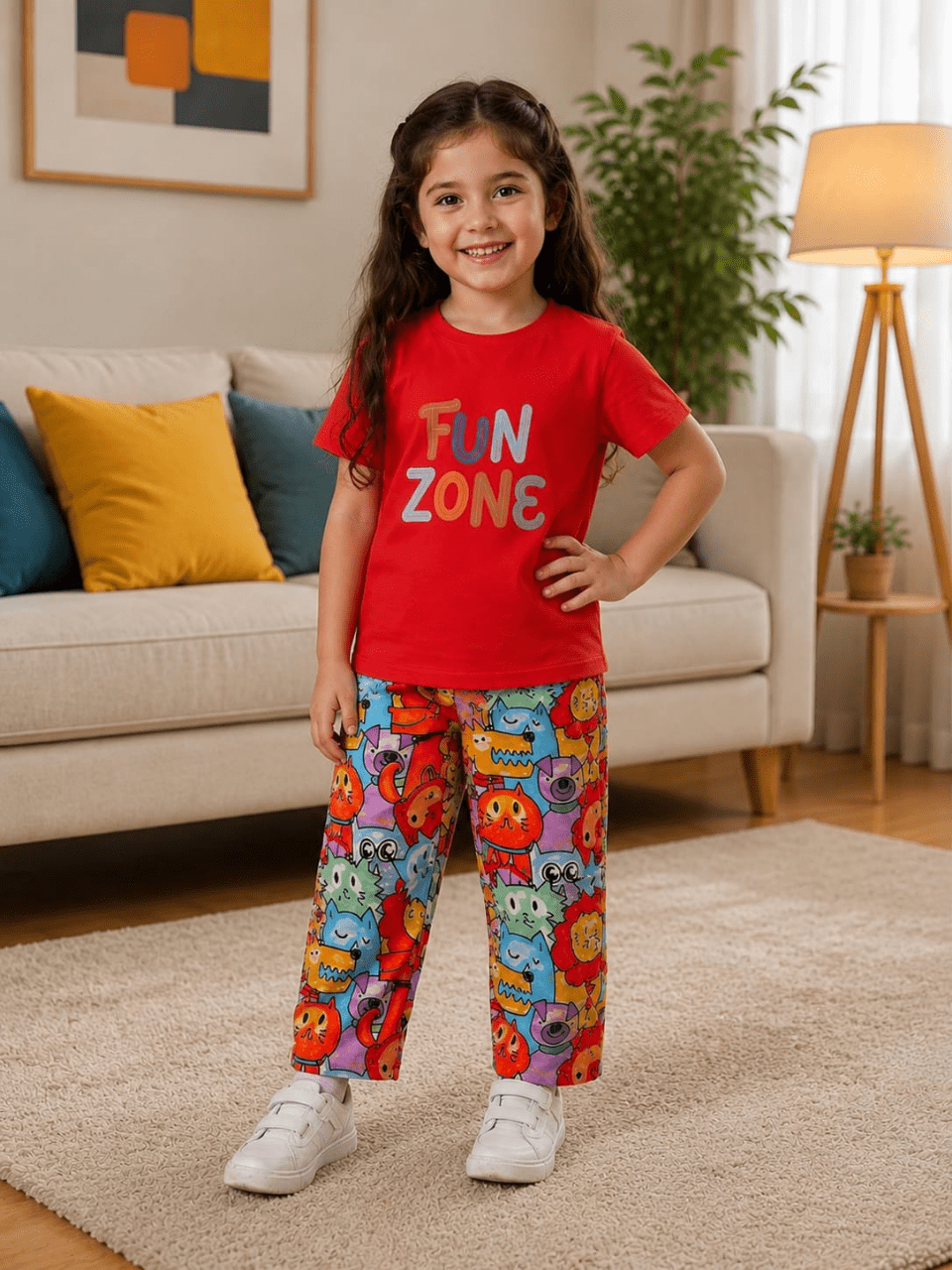 FUN ZONE Cartoon Print Co-Ord Set for Kids | Sizes 1–10 Years