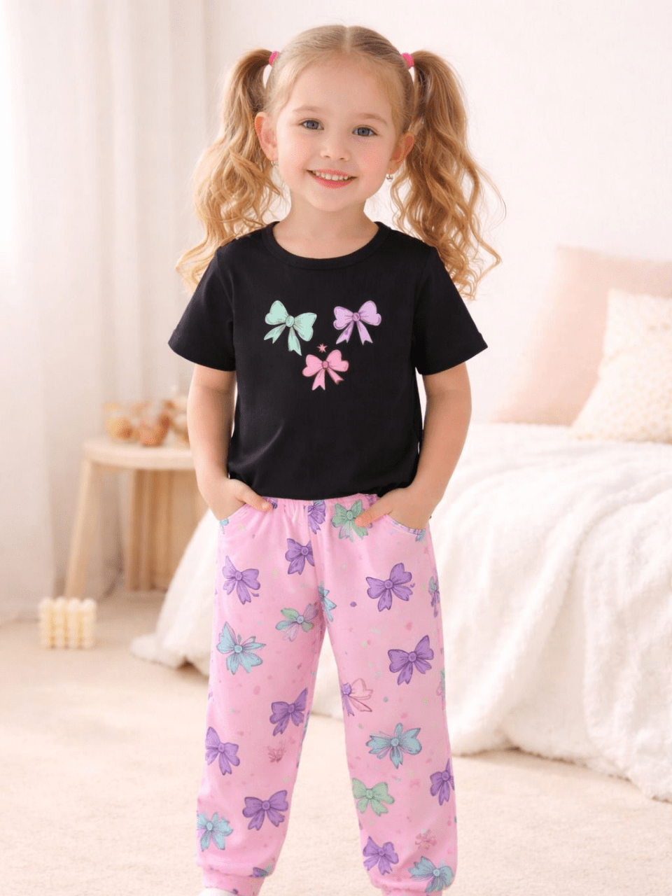 Girls Cute Cat Print Co-Ord Set | Soft Summer Outfit 1-10 Years