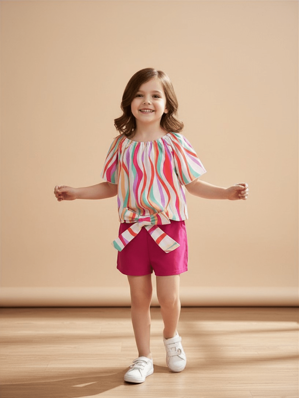 Abiha Styra Rainbow Half Sleeves Kids Short Set