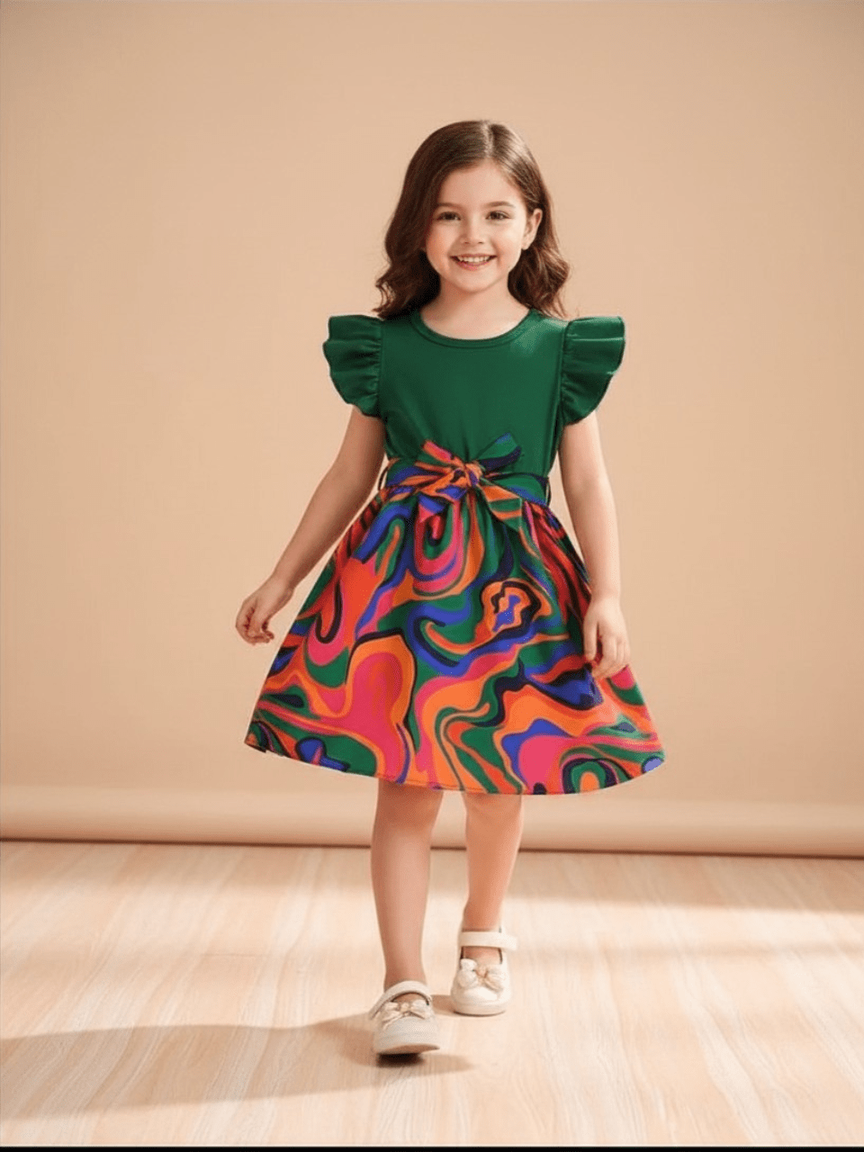 Abiha Styra Multicolor Belted Frock Dress