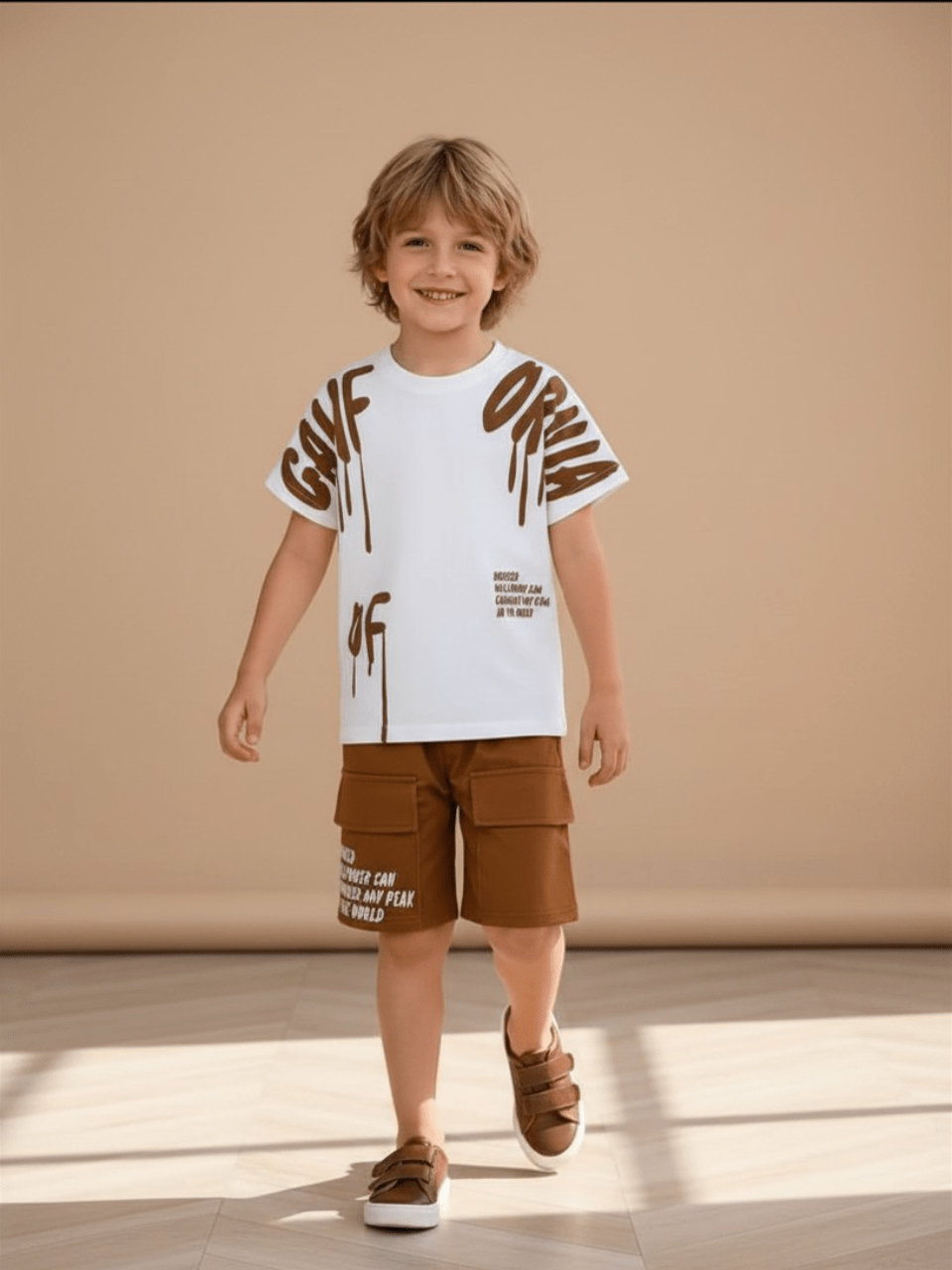 Abiha Styra Boys' Summer Cargo Pants & T-Shirt 2pcs Set