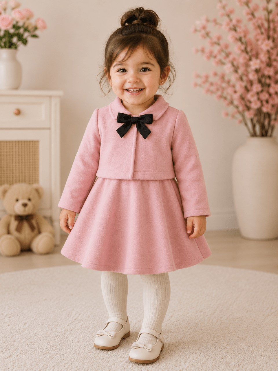 Classic Grace Fleece Frock Set | Winter Wear | 1–10 Years