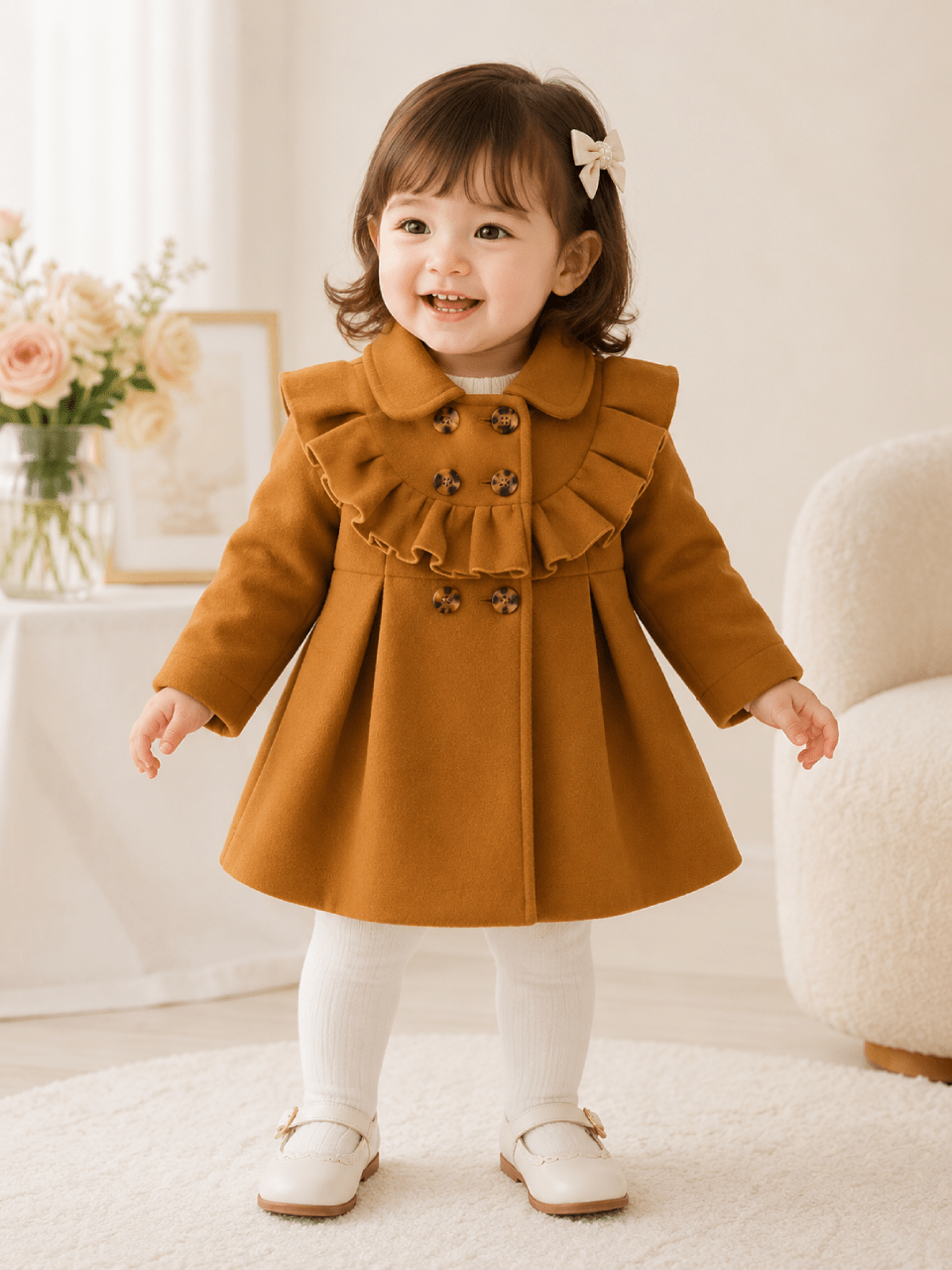 Girls Elegant Ruffle Winter Coat | 1–10 Years