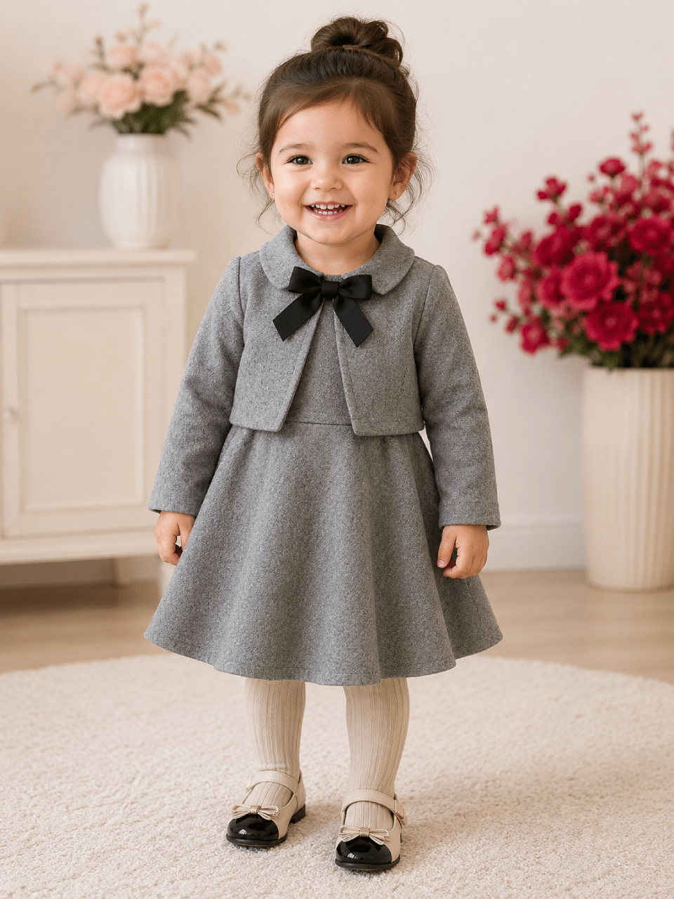 Classic Grace Fleece Frock Set | Winter Wear | 1–10 Years