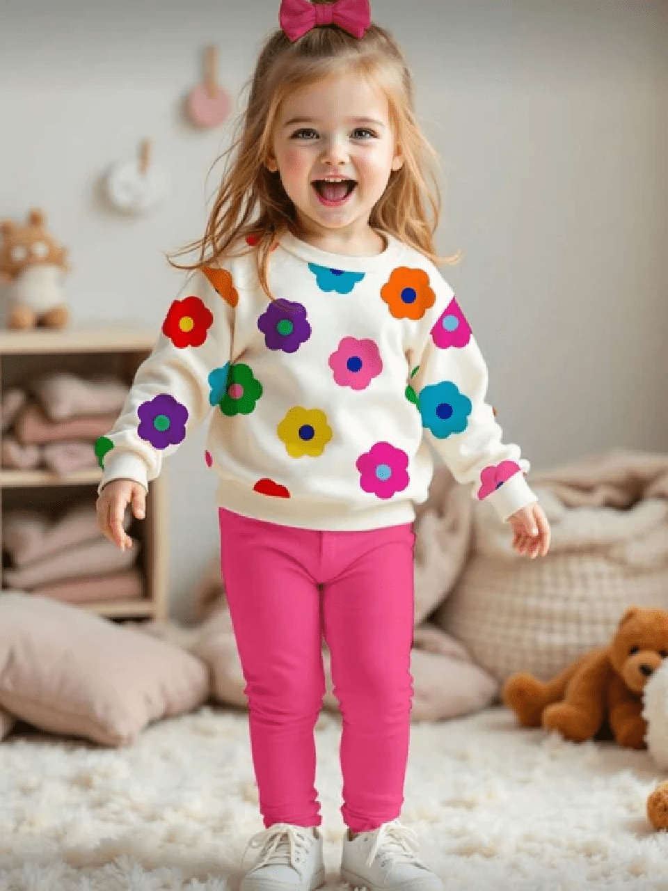 Vibrant Floral Print Kids' Fleece Sweatshirt & Trouser | 1–10 Years