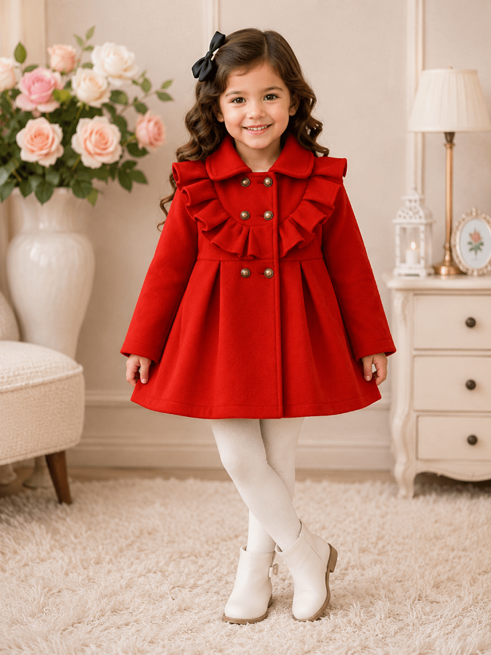 Girls Elegant Ruffle Winter Coat | 1–10 Years